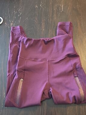 Nicole Miller Plum Performance Girls' Leggings with Mesh Panels